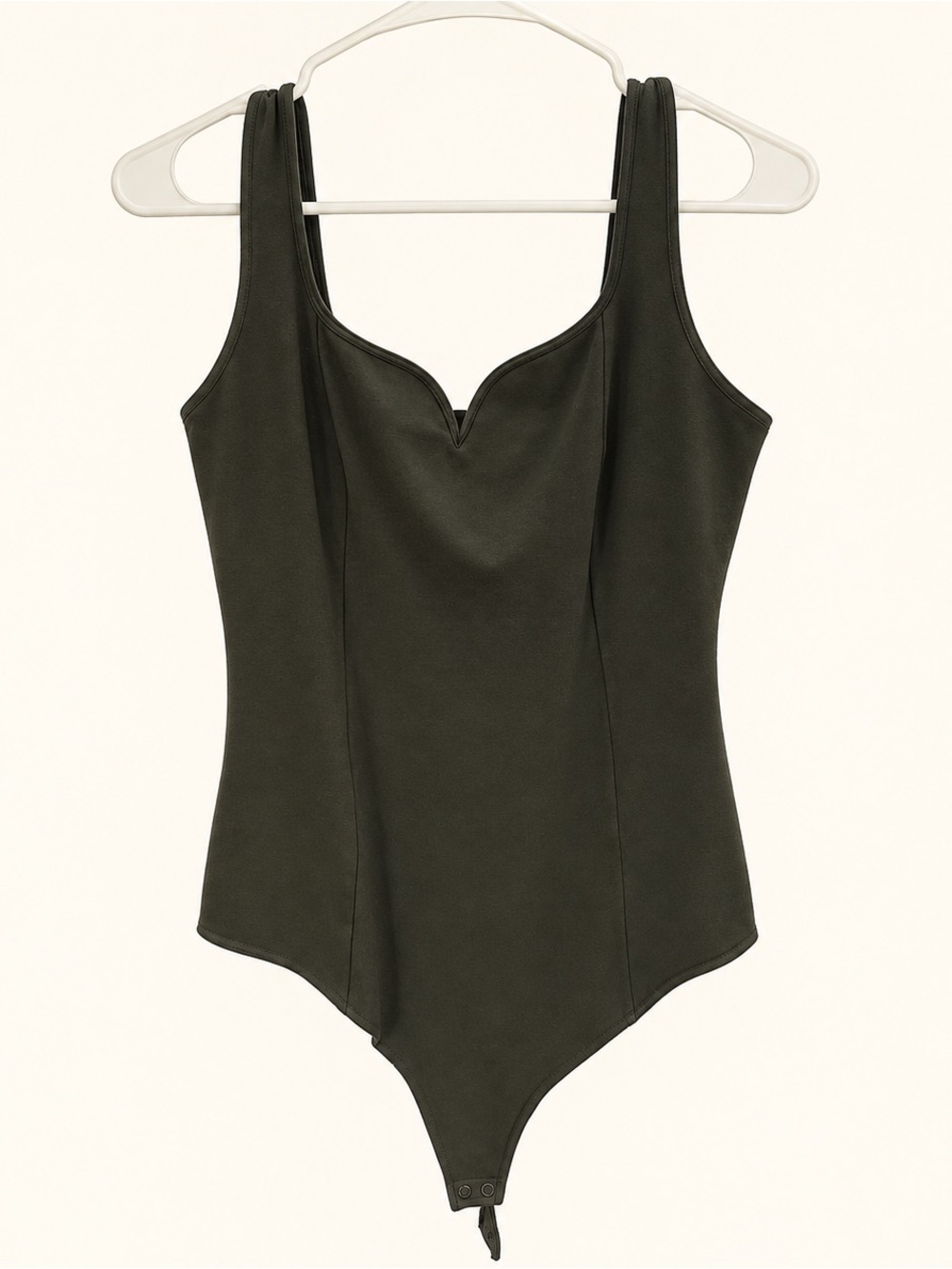 Abercrombie & Fitch Olive Scoop V-Notch Tank Bodysuit